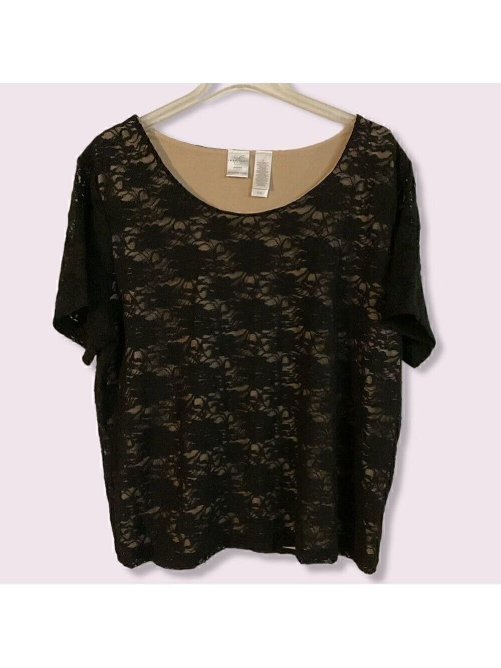 Emma James by Liz Claiborne, Lined Maternity Lace Short Sleeve Top